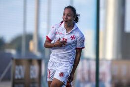 Haley Bugeja celebrating with the Maltese Women’s National Team (Photo c...